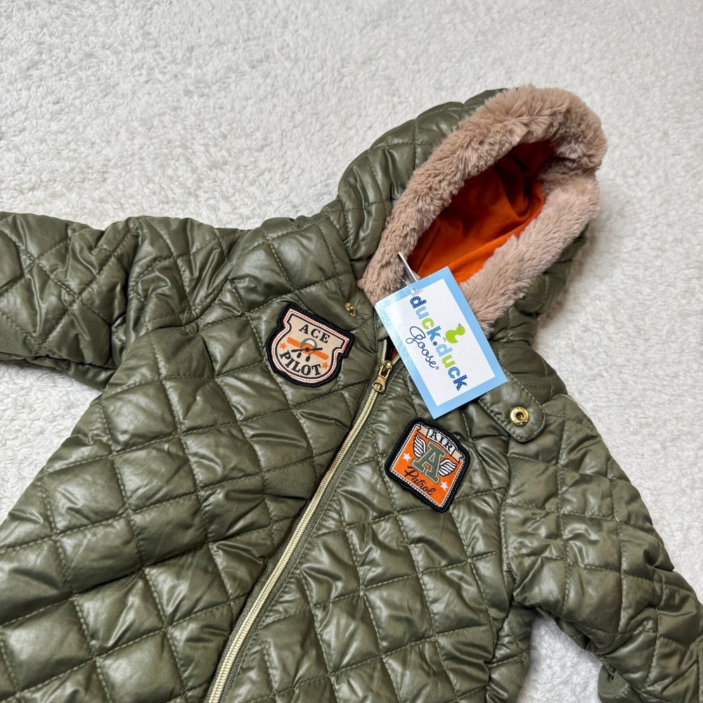 Duck Duck Goose Baby Boys Romper Jumpsuit Coveralls Ace Pilot NEW 3-6 M Puffer - Picture 3 of 8